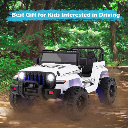 12V Kids Ride-on Jeep Car with 2.4 G Remote Control-White
