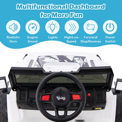 12V Kids Ride-on Jeep Car with 2.4 G Remote Control-White