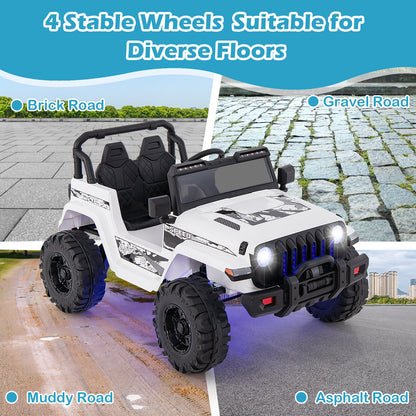 12V Kids Ride-on Jeep Car with 2.4 G Remote Control-White