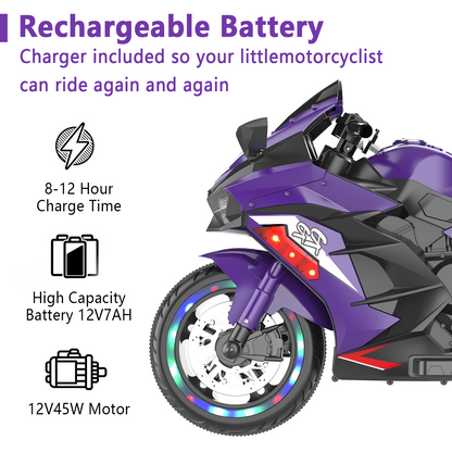 12V children's motorcycle, 3-4 years old electric motorcycle, Violet
Children's motorcycles make full use of USB and MP3 connections. The best Children's Day gift, birthday gift, Christmas gift