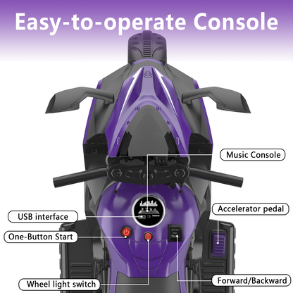12V children's motorcycle, 3-4 years old electric motorcycle, Violet
Children's motorcycles make full use of USB and MP3 connections. The best Children's Day gift, birthday gift, Christmas gift