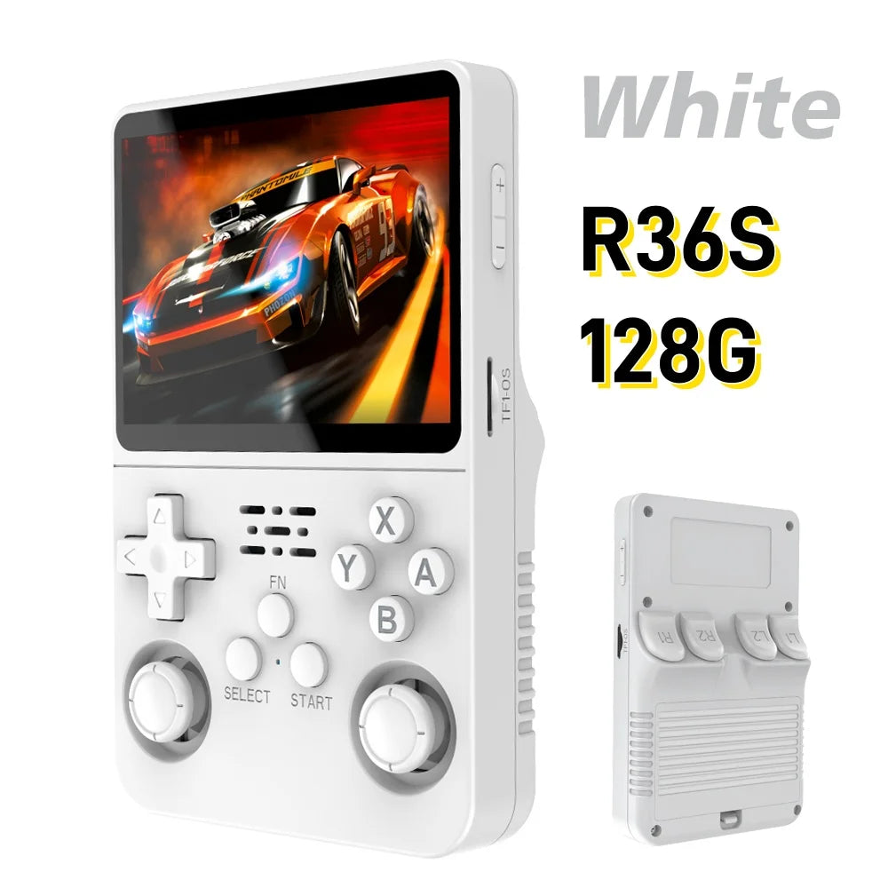 Portable R36S Handheld Game Player 3.5 Inch IPS Display 128GB Linux System Preloaded Retro Games Pocket Console