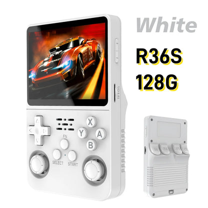 Portable R36S Handheld Game Player 3.5 Inch IPS Display 128GB Linux System Preloaded Retro Games Pocket Console