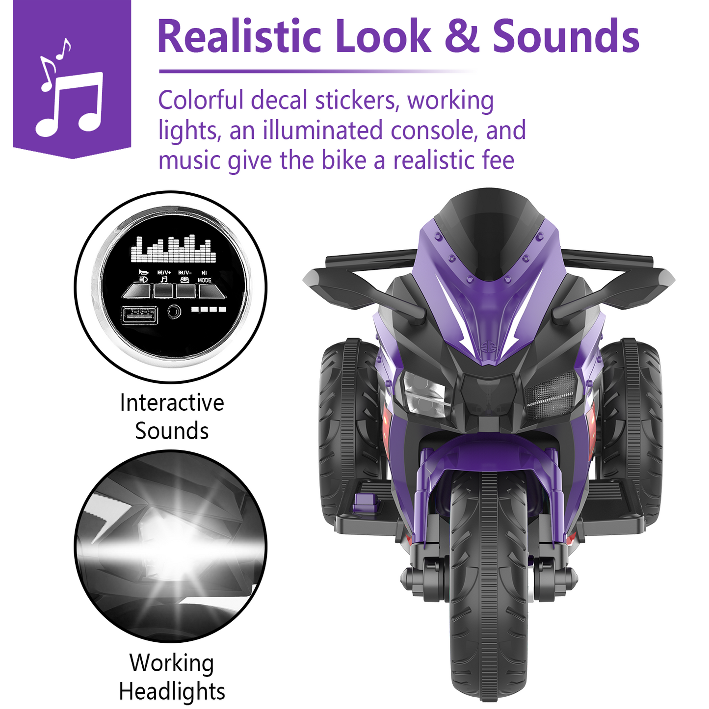 12V children's motorcycle, 3-4 years old electric motorcycle, Violet
Children's motorcycles make full use of USB and MP3 connections. The best Children's Day gift, birthday gift, Christmas gift