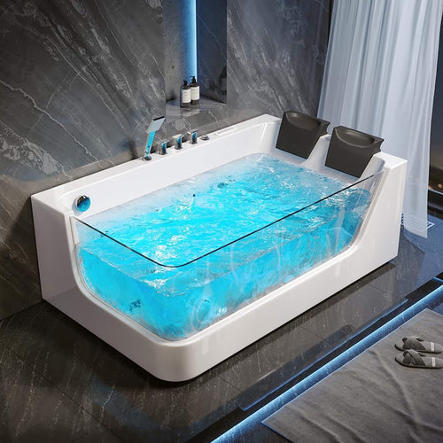 Alora 71-Inch Luxury 2-Person Acrylic Whirlpool Tub With LED Lights Jets And Faucet (SAK91752)