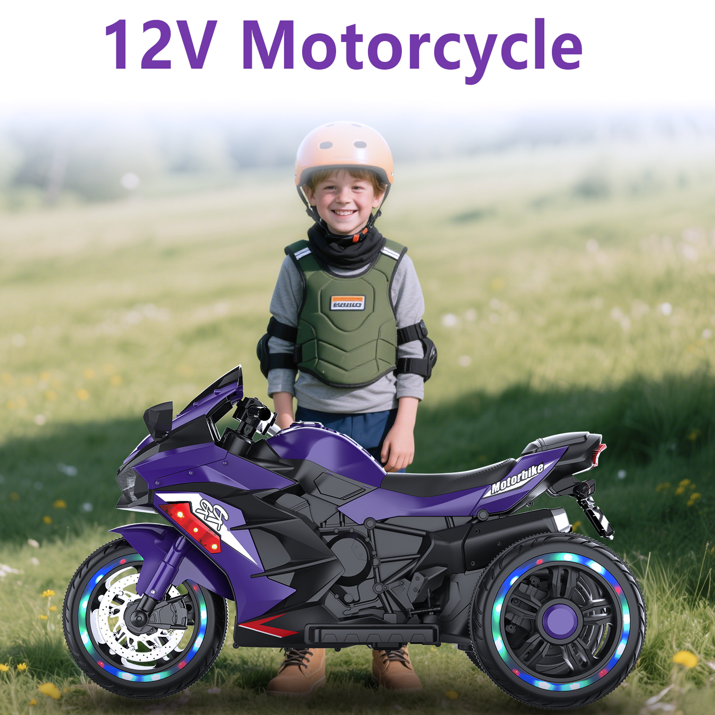12V children's motorcycle, 3-4 years old electric motorcycle, Violet
Children's motorcycles make full use of USB and MP3 connections. The best Children's Day gift, birthday gift, Christmas gift