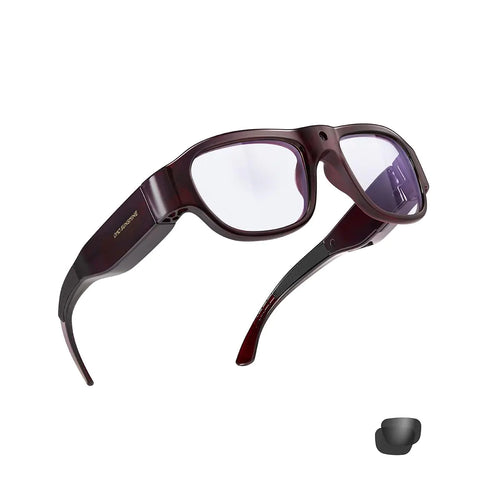 OhO Safety Camera Glasses32GB Full HD 1080P Indoor and Outdoor Camera Sunglasses with Built in 16MP Camera and Blue Light Blocking and Transitional Healthy Lens