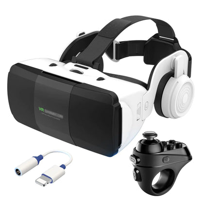 VR Headset for Phone 4.7-7.8 Inch iOS and Android 3D Virtual Reality Glasses with Controller and Headphones Vr Glasses for Kids and Adult Play Vr Games & 3D Movies for Men/Kids (