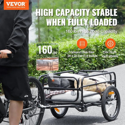 Bike Cargo Trailer, 88/100/160 lbs Load Capacity, Heavy-Duty Bicycle Wagon Cart, Foldable Compact Storage with Universal Hitch