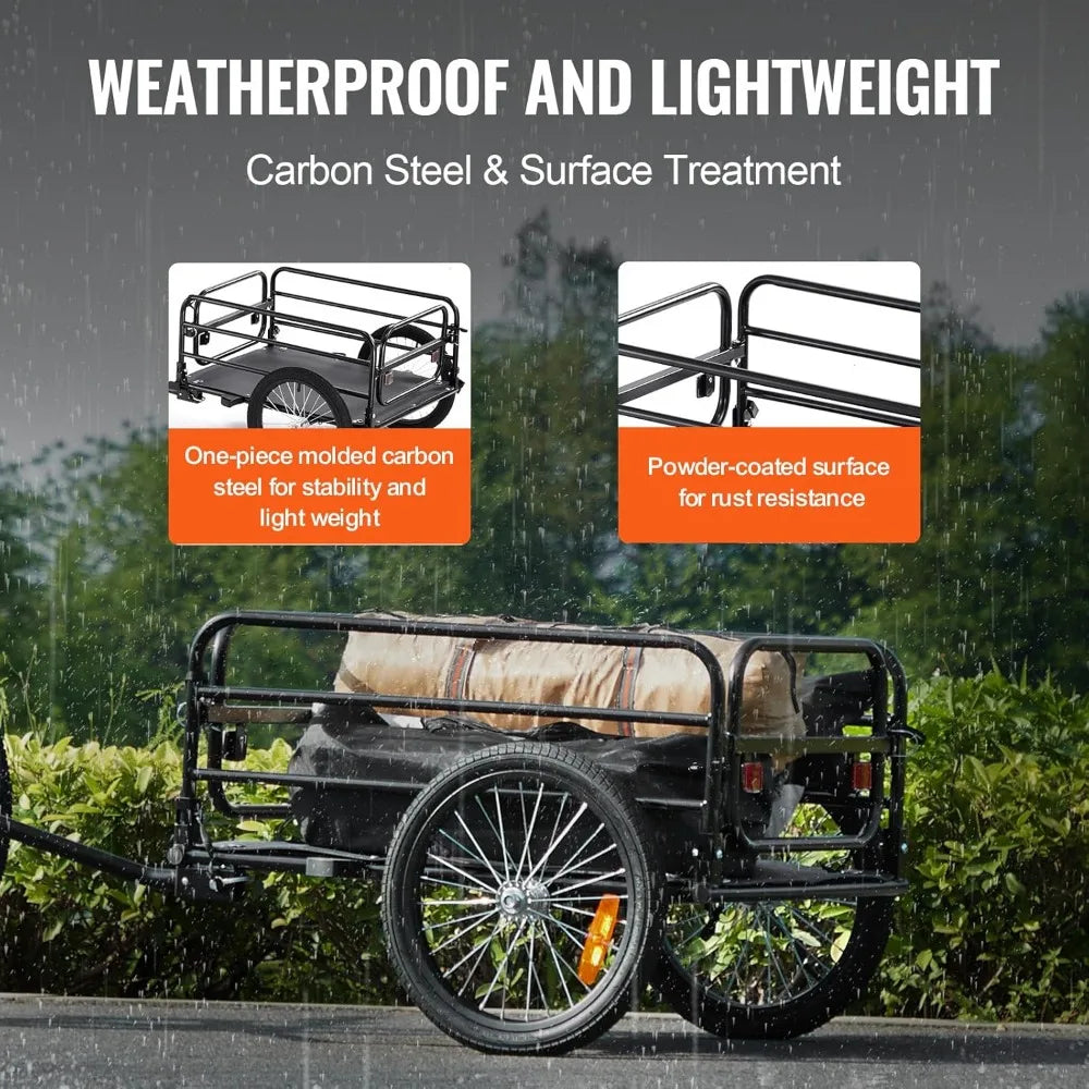 Bike Cargo Trailer, 88/100/160 lbs Load Capacity, Heavy-Duty Bicycle Wagon Cart, Foldable Compact Storage with Universal Hitch