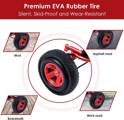 Go Kart for Kids, 4 Wheel Off-Road Pedal Go Cart w/Adjustable Seat, Steering Wheel, 2 Safety Brakes, EVA Rubber Tires