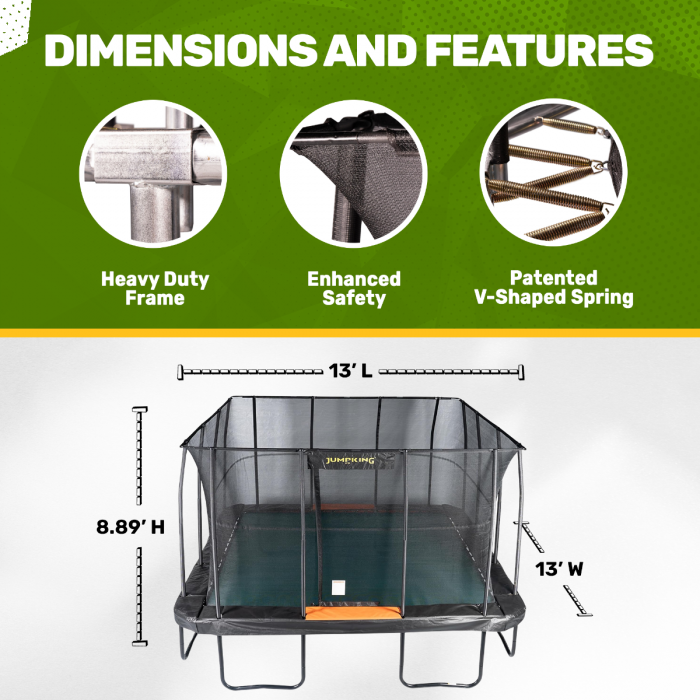 JumpKing 13' x 13' Square Trampoline