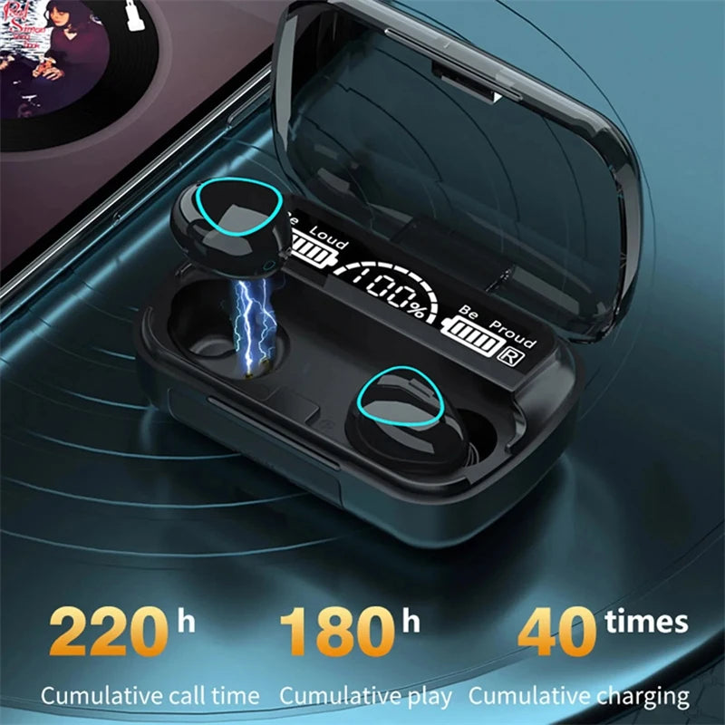 Original Wireless Bluetooth Headset Bluetooth Headphones with Mic Earbuds Charger Box LED Display Fone M10 Earphones