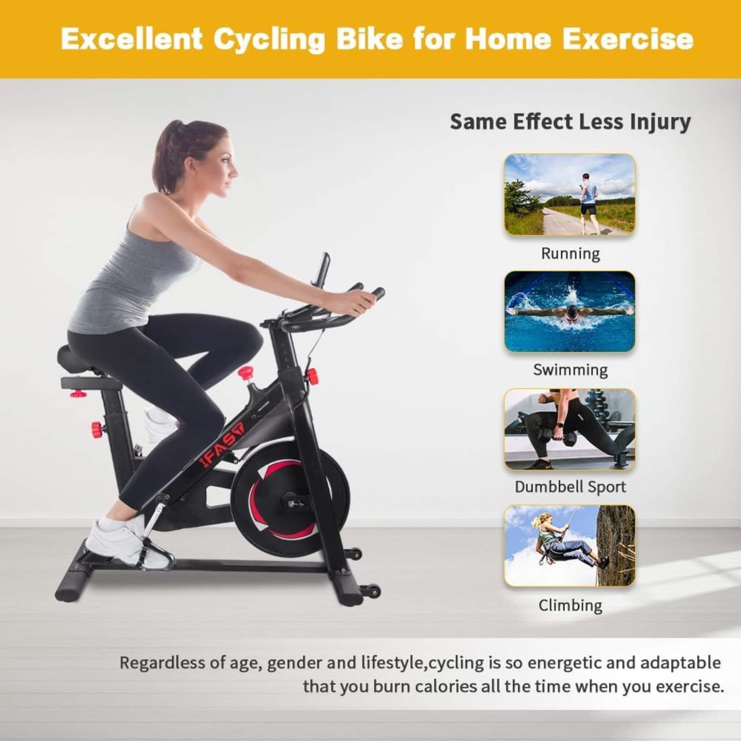 IFast Heavy-Duty Indoor Smart Stationary Fitness Cardio Training Spin Bike For Home Gyms (SAK65195)