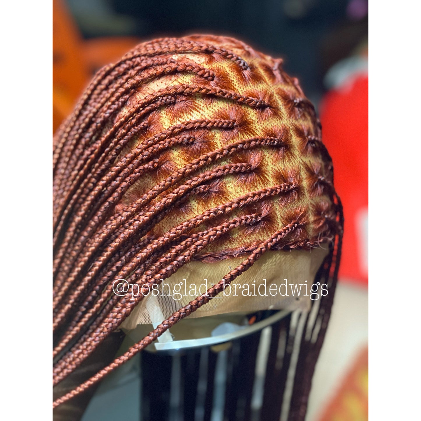 Knotless Braid Wig, HD Full Lace, color 350, Waist Length, Glueless - Gina