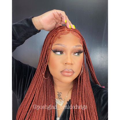 Knotless Braid Wig, HD Full Lace, color 350, Waist Length, Glueless - Gina