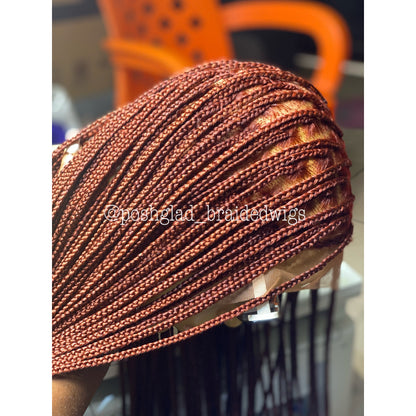 Knotless Braid Wig, HD Full Lace, color 350, Waist Length, Glueless - Gina