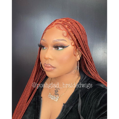 Knotless Braid Wig, HD Full Lace, color 350, Waist Length, Glueless - Gina