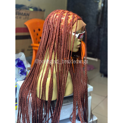 Knotless Braid Wig, HD Full Lace, color 350, Waist Length, Glueless - Gina