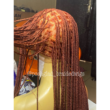 Knotless Braid Wig, HD Full Lace, color 350, Waist Length, Glueless - Gina